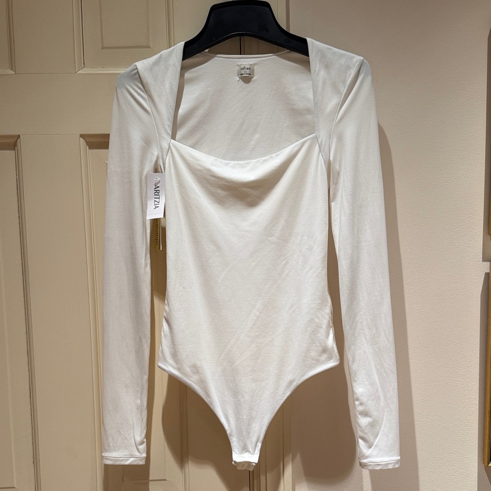 Aritzia White Long Sleeve Bodysuit